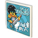 LEGO White Tile 4 x 4 with Jacob with Electric Guitar, and Ninjago Logogram &#039;NEW ALBUM OUT NOW&#039; Sticker (1751)