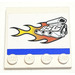LEGO blanc Tuile 4 x 4 avec Goujons sur Bord avec &#039;BSC&#039;, Moteur, Flamme (Droite) Autocollant (6179)