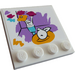 LEGO White Tile 4 x 4 with Studs on Edge with Flowers and Fruit Modern Art Sticker (6179)