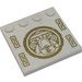 LEGO White Tile 4 x 4 with Studs on Edge with Gold Round Sensei Wu Emblem and Geometric Designs Sticker (6179)