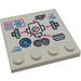 LEGO Wit Tegel 4 x 4 met Studs Aan Rand met Robot Bouw Diagram en Pink Arrows Sticker (6179)