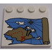 LEGO blanc Tuile 4 x 4 avec Goujons sur Bord avec Treasure Map Right-Demi (6179)