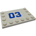 LEGO White Tile 4 x 6 with Studs on 3 Edges with &quot;03&quot; Sticker (6180)