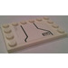 LEGO White Tile 4 x 6 with Studs on 3 Edges with Black Lines and Hatch Sticker (Right Side) (6180)