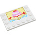 LEGO White Tile 4 x 6 with Studs on 3 Edges with Cake &amp; Strawberries Sticker (6180)
