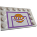 LEGO White Tile 4 x 6 with Studs on 3 Edges with Hlc Basketball Sticker (6180)