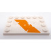 LEGO White Tile 4 x 6 with Studs on 3 Edges with Orange Tattered Diagonal Rectangle - Left Side Sticker (6180)