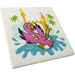 LEGO Weiß Fliese 6 x 6 mit Castle, Palm Trees, Water und Flamingo Aufkleber mit Unterrohren (10202)