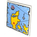 LEGO Wit Tegel 6 x 6 met Pirate&#039;s Treasure Map (Map of Denmark) Sticker met buizen aan de onderzijde (10202)