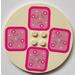 LEGO Vit Bricka 8 x 8 Runda med 2 x 2 Centrum Knoppar med 4 Rosa placemats Klistermärke (6177)