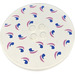 LEGO White Tile 8 x 8 Round with 2 x 2 Center Studs with Blue and Pink Swirls Sticker (6177)