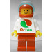 LEGO White Torso Octan Logo, Red Legs, Red Helmet, Trans-Light Blue Visor Minifigure