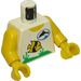 LEGO White Town Torso with Black Dolphin in Blue Oval Logo and Yellow and Black Fish Pattern with Yellow Arms and Yellow Hands (973)