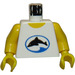 LEGO White Town Torso with Black Dolphin in Blue Oval with Yellow Arms and Yellow Hands (973)