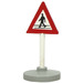 LEGO Valkoinen Kolmion muotoinen Roadsign jossa Mies crossing road Kuvio pohjatyypin 2 kanssa