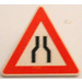 LEGO White Triangular Sign with Road Narrows sign with Split Clip (30259)