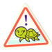 LEGO Weiß Dreieckig Sign mit Schildkröte Aufkleber mit geteiltem Clip (30259)