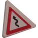 LEGO White Triangular Sign with Wavy Arrow Sticker with Split Clip (30259)