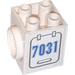 LEGO White Turntable Brick 2 x 2 x 2 with 2 Holes and Click Rotation Ring with 7031 Left Sticker (41533)