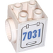 LEGO White Turntable Brick 2 x 2 x 2 with 2 Holes and Click Rotation Ring with 7031 Left Sticker (41533)