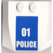 LEGO Wit Wig 4 x 4 Gebogen met &#039;01 Politie&#039; Sticker (45677)