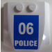 LEGO White Wedge 4 x 4 Curved with &#039;06 POLICE&#039; on Blue Sticker (45677)