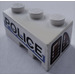 LEGO blanc Coin Brique 3 x 2 La gauche avec Taillights et &#039;Police&#039; Autocollant (6565)