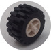 LEGO Blanc Wheel Centre Wide with Stub Axles with Tire 21mm D. x 12mm - Offset Tread Small Wide with Slightly Bevelled Edge and no Band