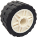 LEGO White Wheel Rim Ø18 x 14 with Pin Hole with Tire 24 x 14 Shallow Tread (Tread Small Hub) without Band around Center of Tread