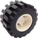 LEGO Weiß Wheel Rim Wide Ø11 x 12 with Round Hole with Tire 21mm D. x 12mm - Offset Tread Small Wide with Slightly Bevelled Edge and no Band