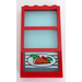 LEGO Fenster 1 x 4 x 6 mit 3 Panes und Transparent Light Blau Fixed Glas mit Pizza Pointing Recht Aufkleber (6160)