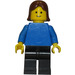 LEGO Vrouw in Blauw Top met Bruin  Haar Minifiguur