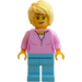 LEGO Woman in Bright Pink Shirt with Pink Lips Minifigure