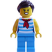 LEGO Woman in Dark Azure Striped Shirt Minifigure