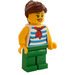 LEGO Žena v Zelená Striped Košile Minifigurka