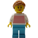 LEGO Vrouw in Wit Trui met Rood Strepen Minifiguur