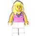 LEGO Woman met Bright Pink Striped Shirt minifiguur