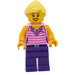 LEGO Woman met Bright Pink Striped Top minifiguur