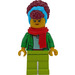 LEGO Kvinna med Dark Hår och Röd Scarf - First League Minifigur