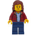 LEGO Woman with Dark Red Jacket Open over Blue Top Minifigure