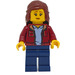 LEGO Woman met Dark Rood Jacket Open over Blauw Top minifiguur