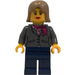 LEGO Woman mit Dark Stone Grau Jacket, Magenta Schal, Pink Blouse, Dark Blau Beine, und Dark Tan Shoulder-Length Haar Minifigur