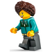 LEGO Žena s Tmavě tyrkysová Bunda a Coiled Vlasy Minifigurka