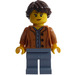 LEGO Woman with Open Jacket and Dark Brown  Ponytail Minifigure