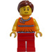 LEGO Woman with Orange Halter Top and Reddish Brown Ponytail Minifigure