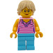 LEGO Kvinde med Lyserød Striped Top Minifigur