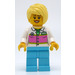 LEGO Woman with White Shirt and Pink Stripe Minifigure