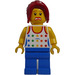 LEGO Woman met Wit Shirt met Rainbow Stars, Rood Paardenstaart minifiguur
