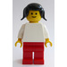 LEGO Woman with White Torso, Red Legs, Black Pigtails Minifigure