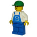 LEGO Worker, Blue Overalls, Green Cap Minifigure